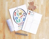 FREE SHIPPING Adventurers Club Stationery Gift Set 5x7 Illustrated Calendar Note Cards Set and Wooden Pencil moonrise kingdom inspired