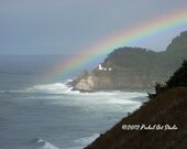 Rainbow Photograph, Lighthouse Photograph, Ocean Photograph, 8x10 Print by John Prchal