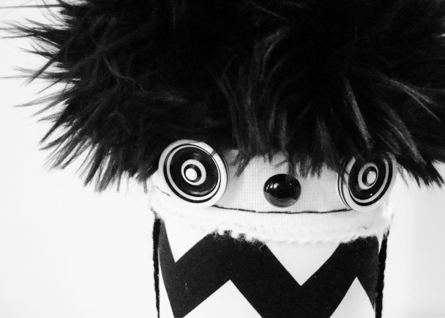 Modern Plush OOAK Black and White Chevron ZigZag Soft Sculpture Plush Plushie Art Doll - polkadottydoll - FREE SHiPPiNG (Canada & US)