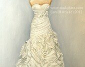 As seen on Style Me Pretty: CUSTOM Wedding Dress Illustration Painting in OIL by LARA 11x14 Bridesmaid Maid of Honor Mother of the Bride