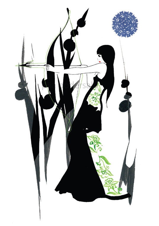 Sagittarius ( Zodiac sign print, Astrology decor, Present for Sagittarius, Feminine elegant, December )