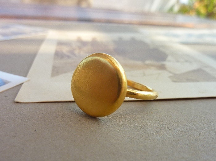 Gold ring, 24K  Gold plated  recycled silver round ring, Eco friendly ring, matte finish