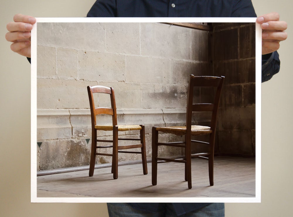 Still Life, Paris Chairs, Paris Photography, 16x20 Eglise Saint-Merri Brown Chairs Art Print, Wall Art Paris, France