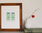 retro poster, kitchen art, retro salt & pepper, unique wedding gift