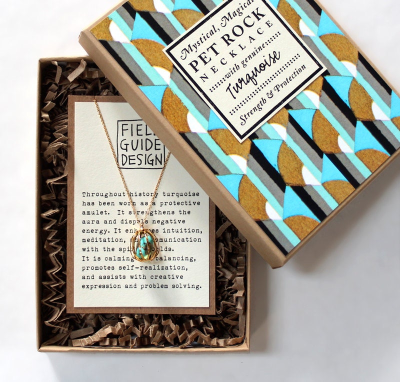 Turquoise Pet Rock Necklace for Strength and Protection