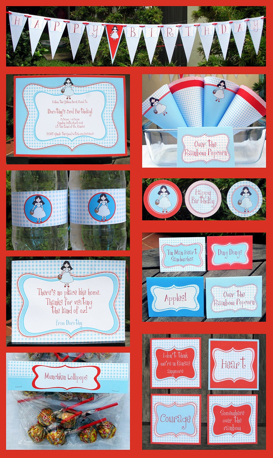 Wizard of Oz Birthday Party Invitation & Printable Party Collection, EDITABLE text PDF file - you personalize at home with Adobe Reader