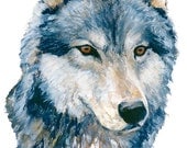 FREE SHIPPING - 5x7" Canadian Timber Wolf or Grey Wolf