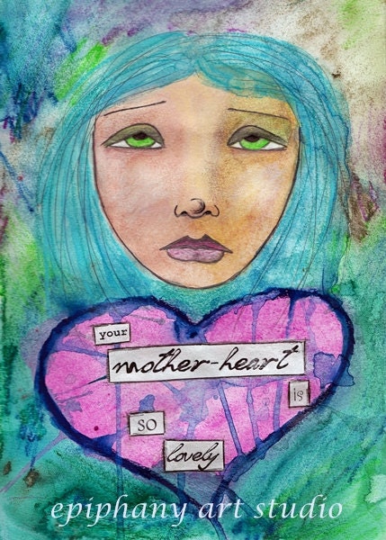 Mother's Day Fine Art Print 8" x 12" - "Mother-Heart" - Art for Bereaved or Infertile Mothers, Babyloss & Infertility Sympathy Gift