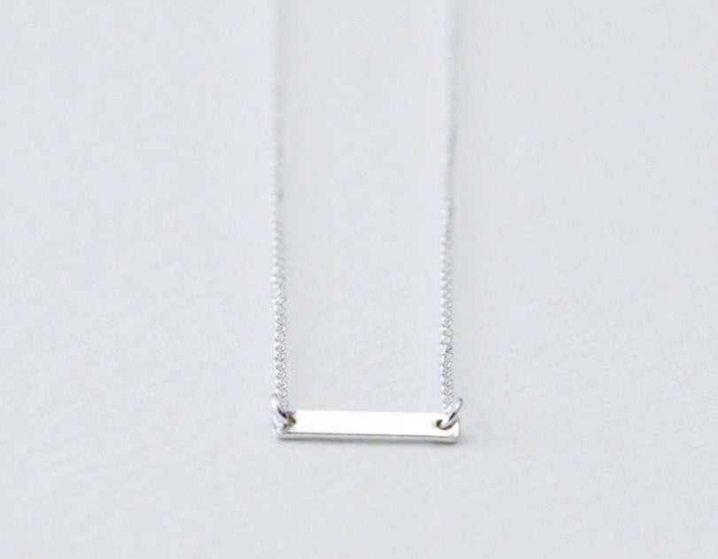 Silver Dash - tiny sterling silver bar necklace - simple minimal jewelry - edor  gift for her