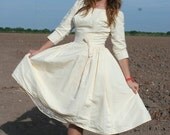 Take Me Down to the Little White Church - Short Wedding Dress - Circle Skirt - Boatneck - 1950's Classic Bridal