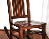 Antique Early American Children's Mission Oak Wood Rocking Chair Kids Rocker Furniture