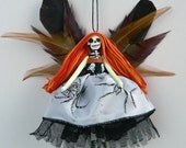 Day of the Dead Skeleton Art Doll, Skull Fairy Peg Doll OOAK Decoration
