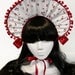 Sweet White and Red Pom Pom Cherries Gothic and Lolita Bonnet