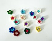 Gemmed Flower Barrette: Crochet 1 inch flower with rhinestone on a plastic barrette (choose flower and gem color) Perfect Stocking Stuffer