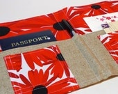 Spring Time - Be Organized Stationery Clutch, Organizer for Travel Documents- In Touch Clutch in Primary Red Gerbera Daisy