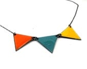 Bunting Necklace - Enameled Copper and Sterling Silver - Your Choice of Colors