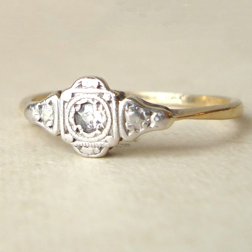  Deco Wedding Rings on Art Deco Engagement Ring  Vintage Diamond Ring  Antique Diamond   9k