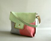 Vintage Sage Green Color-block 50s Handbag