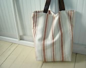 French Linen Tote Bag with Leather Handles - SewTrendy