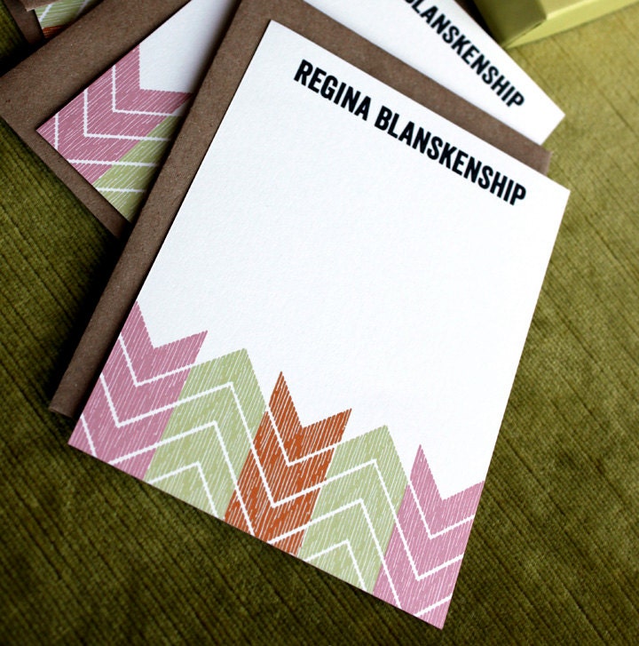 Personalized Chevron Notes-Boxed set of 8