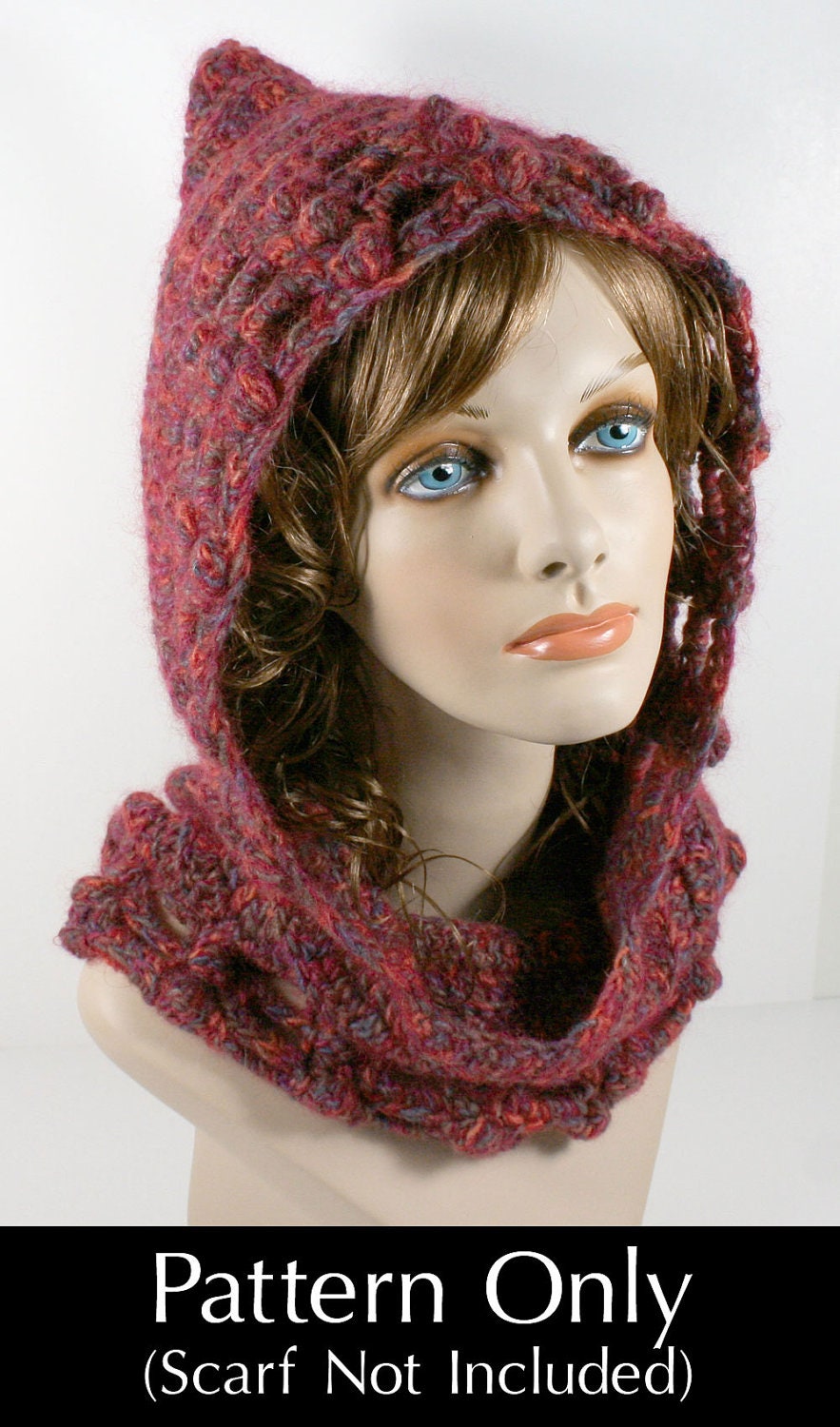 Digital PDF Crochet Pattern for Bobbles and Chains Hooded Cowl - DIY Fashion Tutorial - Instant Download