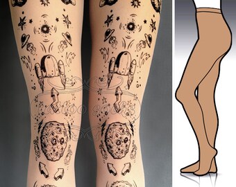 L/XL Lost in Space tights / stockings full length pantyhose Light Mocha