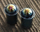 0ga 8mm single flared rustic rainbow plugs