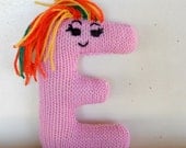 Alphabet Eco Friendly Learning Toy,  Handknit Letter Stuffed Plush,  Back to School, Custom knit