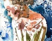 Woman Figurative Modern Contemporary art Print of my Watercolor Painting