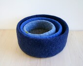 Nesting Bowls - Felted Wool - Shades of Blue - Made to Order