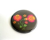 Russian Inspired Pink Floral Pocket Mirror - UK Seller