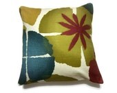 Two Yellow Gold Cranberry Red Blue White Pillow Covers Decorative Toss Throw Accent Covers 16 inch set