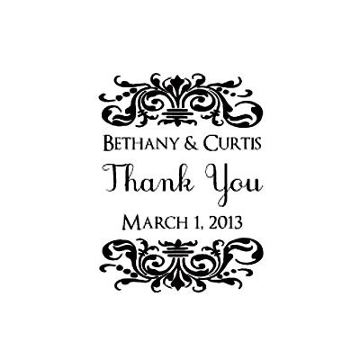 wedding thank you Decorative flourish wedding thank you custom rubber stamp