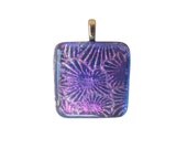 Flower Burst Dichroic Glass Pendant And Chain Magenta