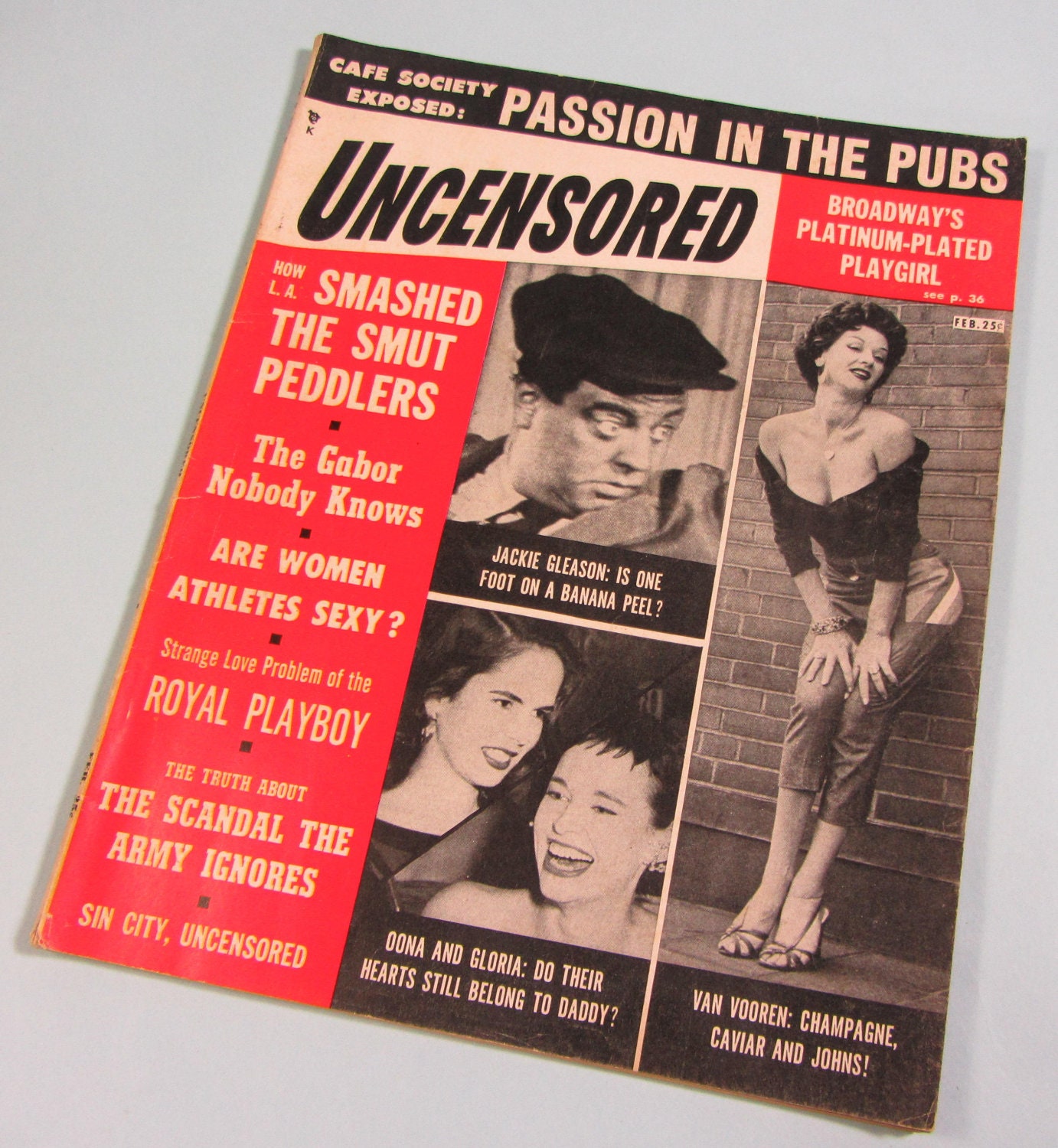 Buy gossip magazines - UNCENSORED Magazine 1955 -Gossip Magazine - The Lowdown On Whats Behind The Headlines