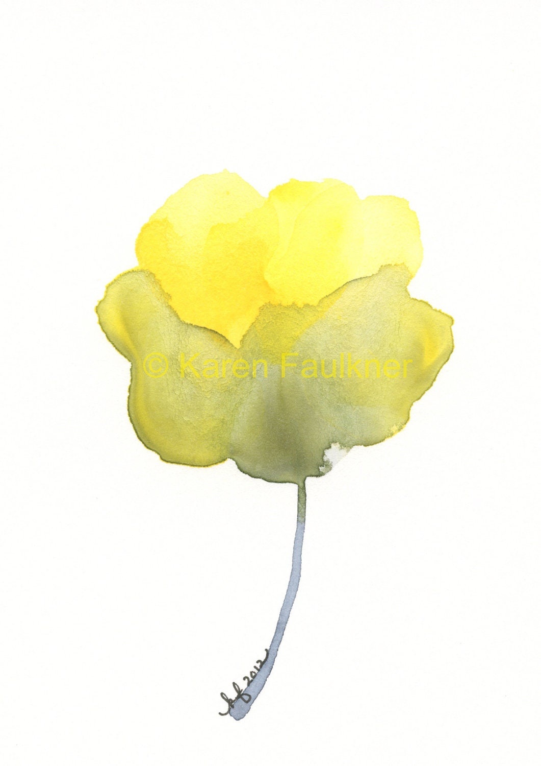 Art, Print, Giclee, Watercolor Flower, Yellow Flower:  Optimism