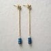 Apatite Earrings, Faceted Gemstone Earrings, Long Dangle Chain Earrings, Teal Blue Earrings