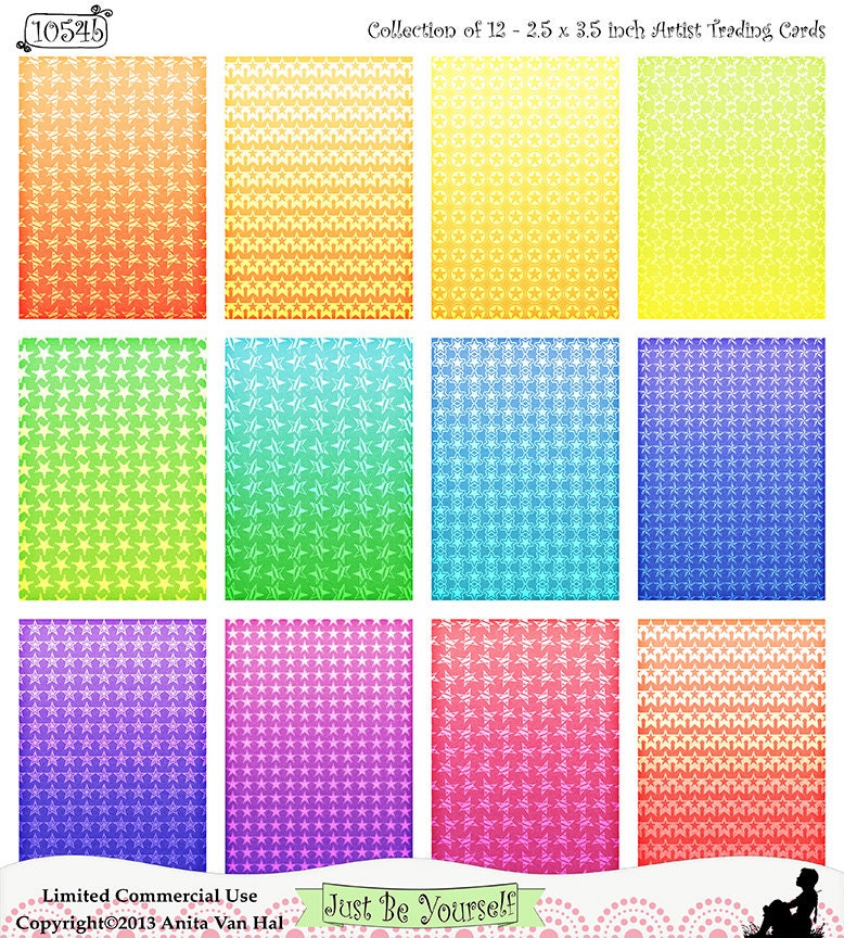 Tangerine Printable Artist Trading Cards (ATC) Set of 12 - 2 1/2 x 3 1/2 inch JPEG & PDF (1054b)