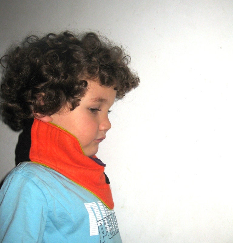 Child cowboy scarf, fleece  "Orange Monster"