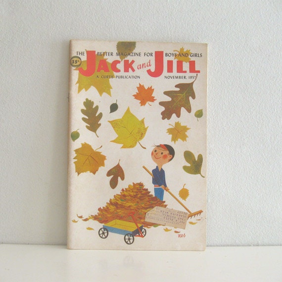 Vintage 1950s Childrens Magazine Jack and Jill Fall Leaves - ismoyo