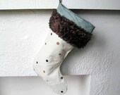 Handmade Christmas Stocking - Embroidered Comfy Cozy - Ready to Ship
