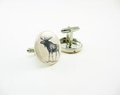 Nature Cufflinks - moose and elk - 1 inch buttons