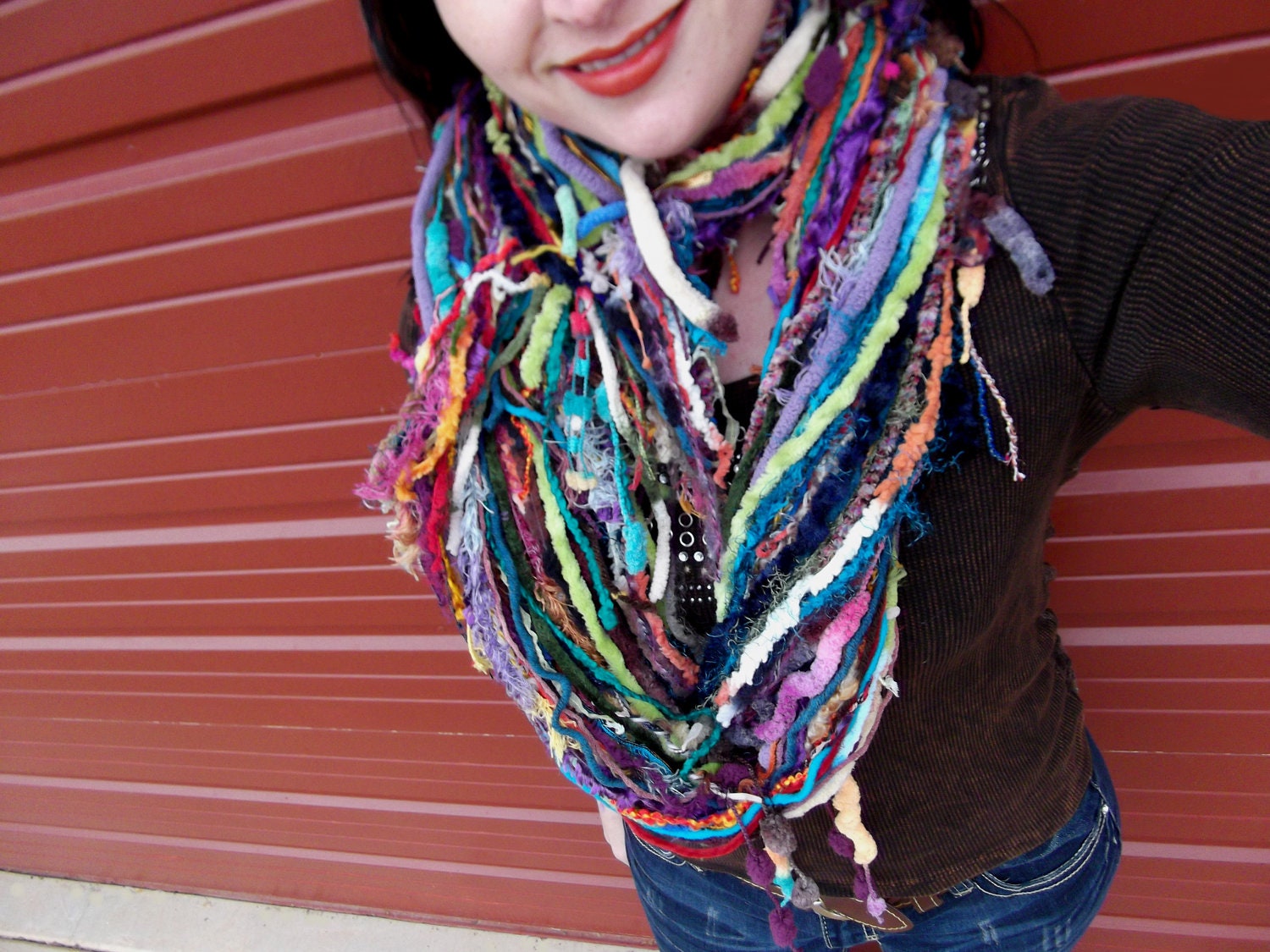 Infinity Scarf, Chunky Infinity Scarf Fringe, Multicolor Infinity Scarf Accessories