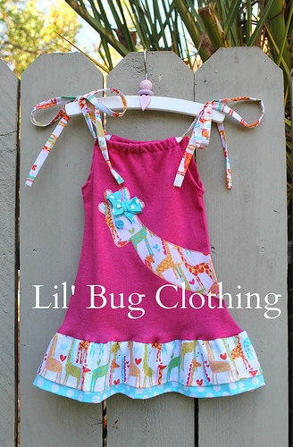 Custom Boutique Clothing Summer Spring Giraffe Hot Pink Comfy Knit Giraffe Dress
