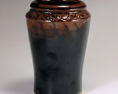 Pottery Vase Deep Red Black Glaze Handcraved decoration