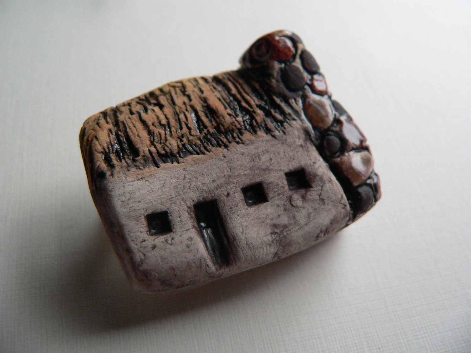 Handmade Ceramic Cottage Pin