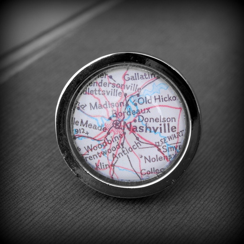 Nashville Drawer Pull Cabinet Knob Handle - Vintage Map