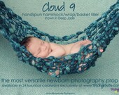 Newborn Girl or Boy Mini Blanket Handspun Hammock Photography Prop in Deep Jade Blue - girl, boy and neutral colorways available