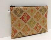 Ipad Mini Sleeve, Microsuede Clutch Purse  - Southwest Print in Red Green on Natural