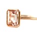 14K Rose Gold Morganite Ring Bezel Solitaire Emerald Cut Custom Gemstone Ring 14K White Yellow Rose Gold
